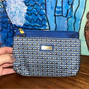 Women's Elegant Blue and Gold Cosmetic Bag